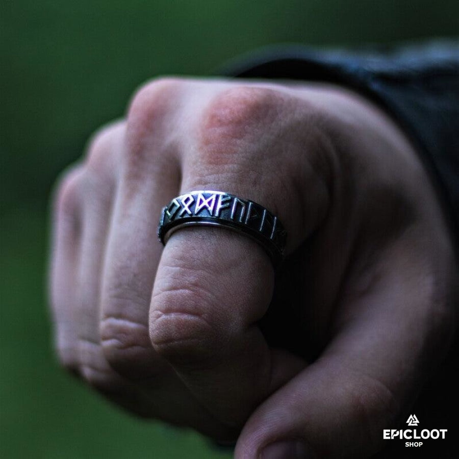 Viking runes rotating ring