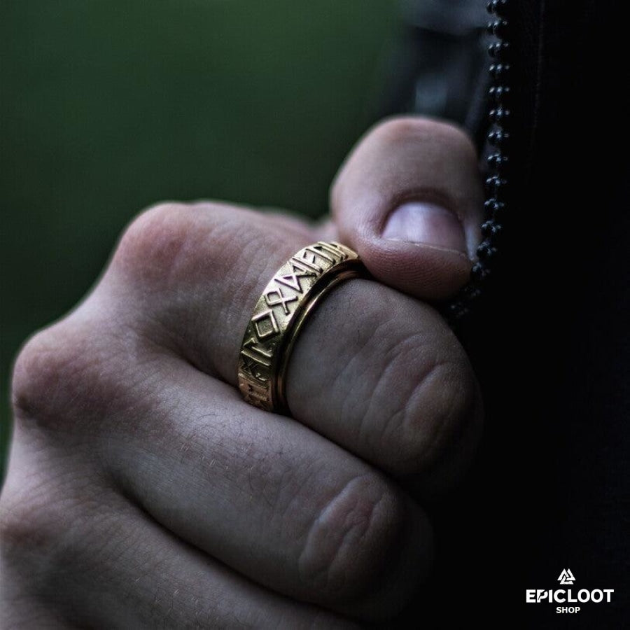 Viking runes rotating ring