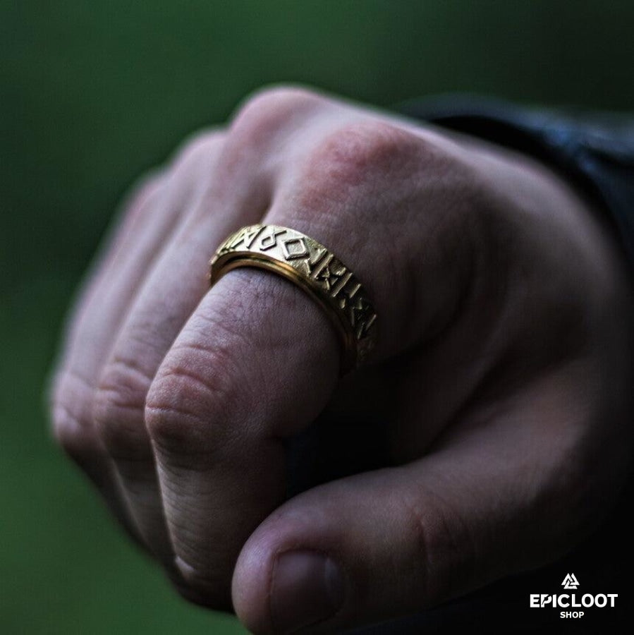 Viking runes rotating ring