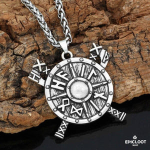 Collana Runica Vichinga con Scudo e Ascia