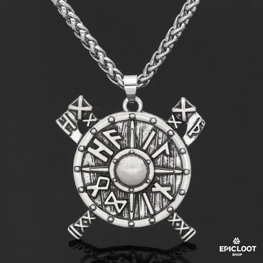 Viking Shield Axe Runic Necklace