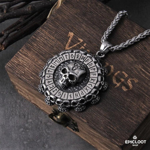 Viking Skull Runic Necklace