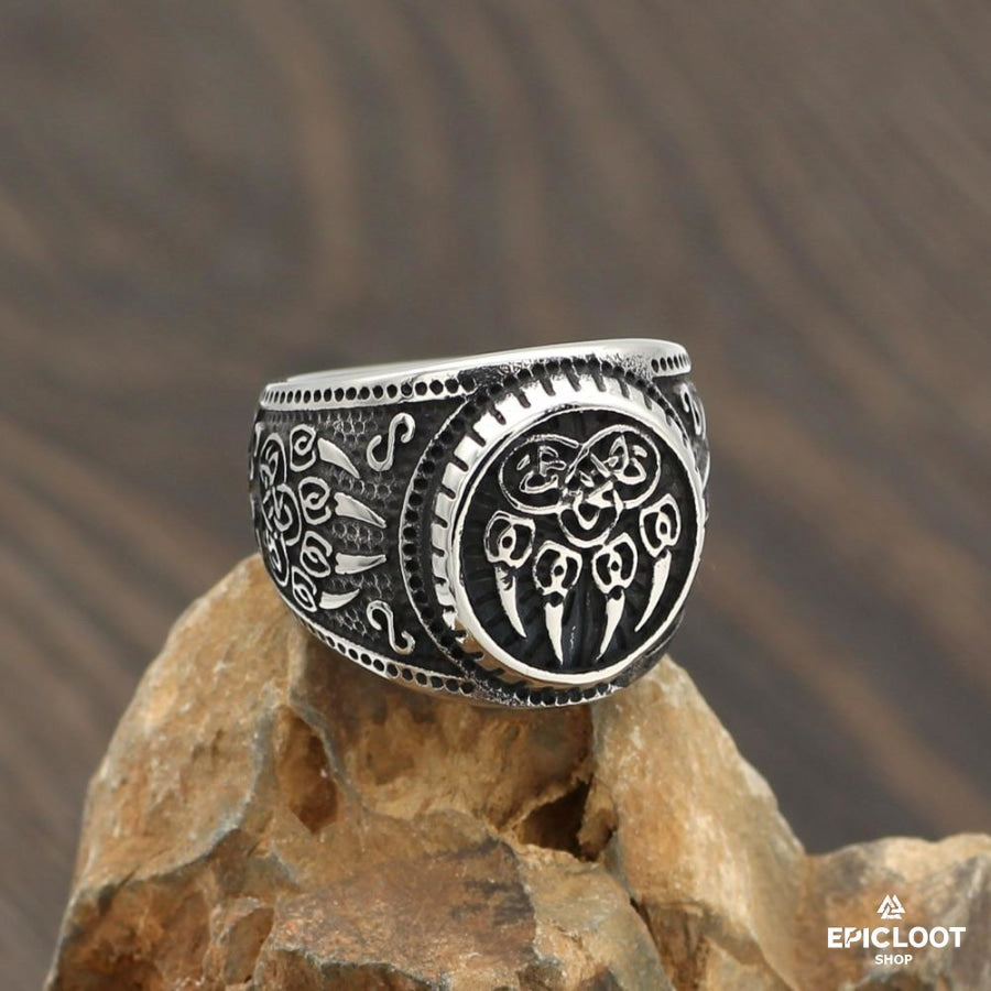 Viking wolf paw ring