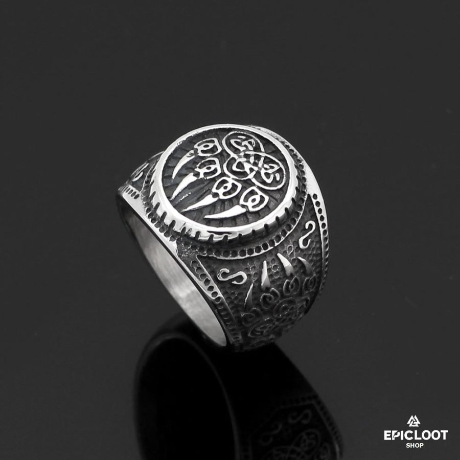 Viking wolf paw ring