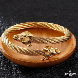 Gedrehtes Armband mit Wolfskopf