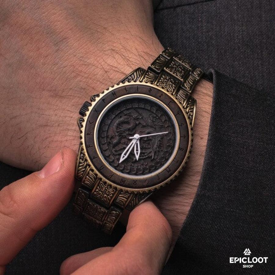 Wooden Dragon Watch Stainless Steel Band