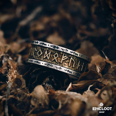 Handcrafted 925 Silver Ring with Nordic Viking Runes