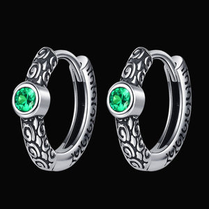 Vintage 925 Silver Zircon Green Earrings