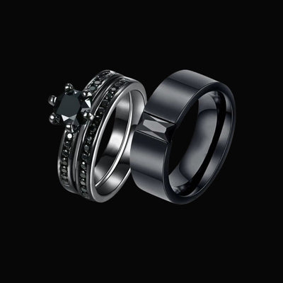 Midnight Crown Couples Ring