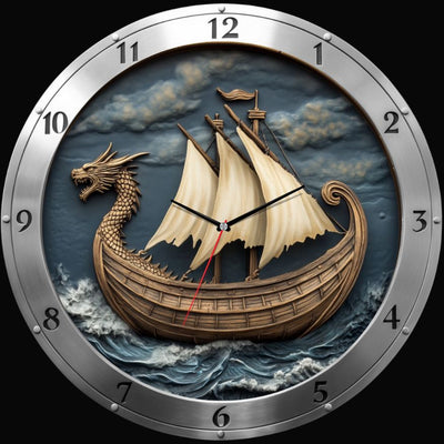 Viking Dragon Ship Clock