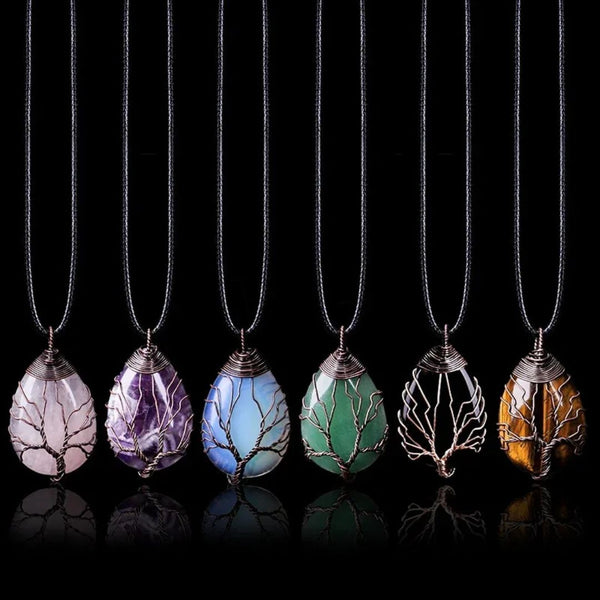 Yggdrasil Realms Crystal Pendant - Viking Necklace - Authentic Design View | Epic Loot Shop