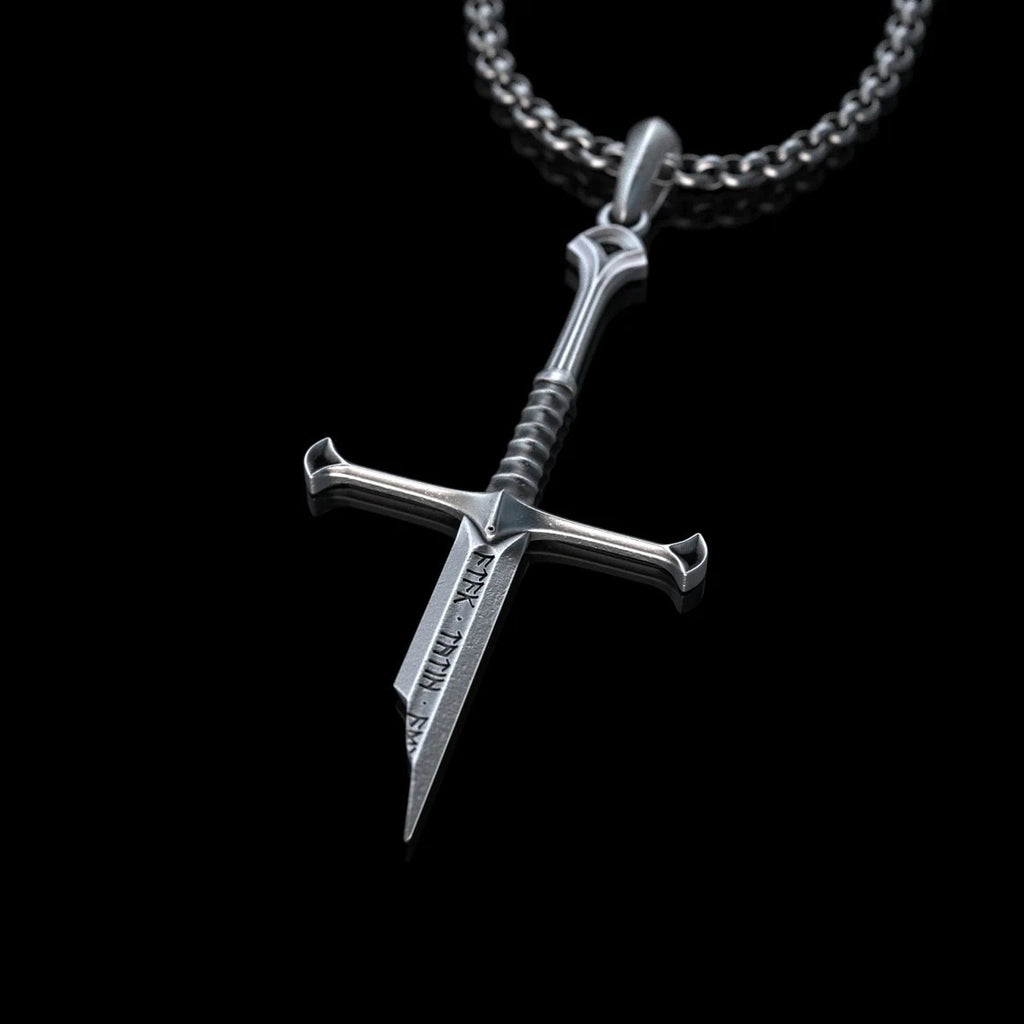 ZiWuark Men's Broken Sword Necklace Stainless Steel Knight Sword