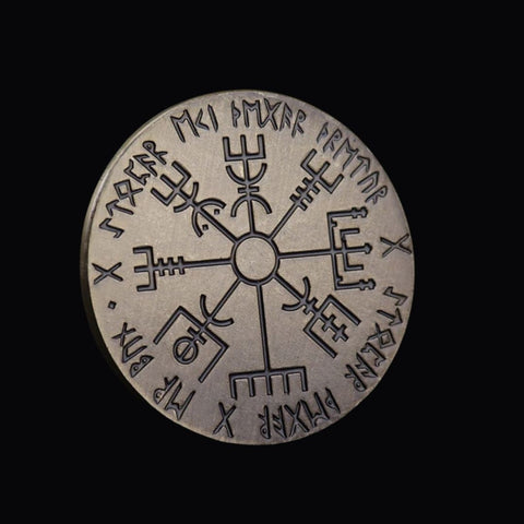 Runic Compass Vegvisir Wayfinder Coin