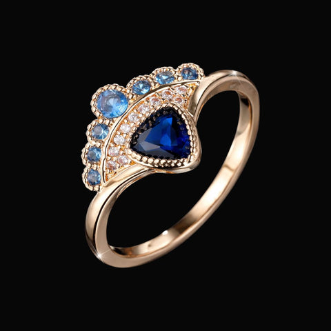 Blue Ember Crown Ring