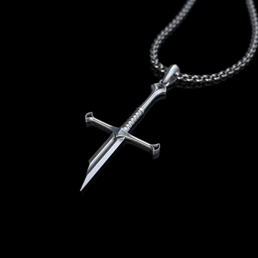 ZiWuark Men's Broken Sword Necklace Stainless Steel Knight Sword
