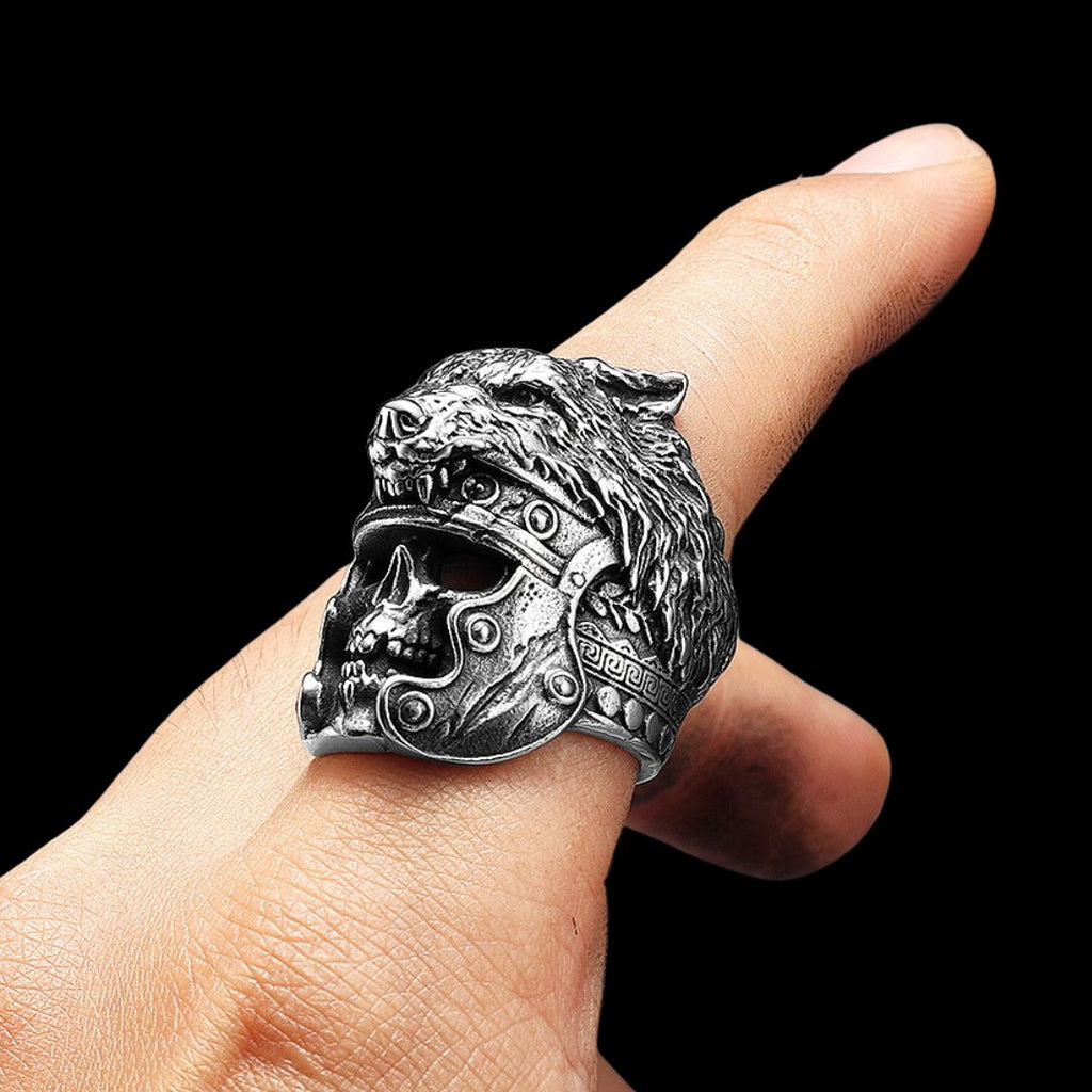 Gladiator Wolf Skull Ring