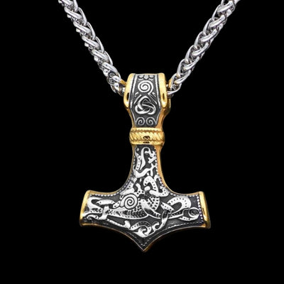 Thor Hammer Mjolnir zlato-stříbrný
