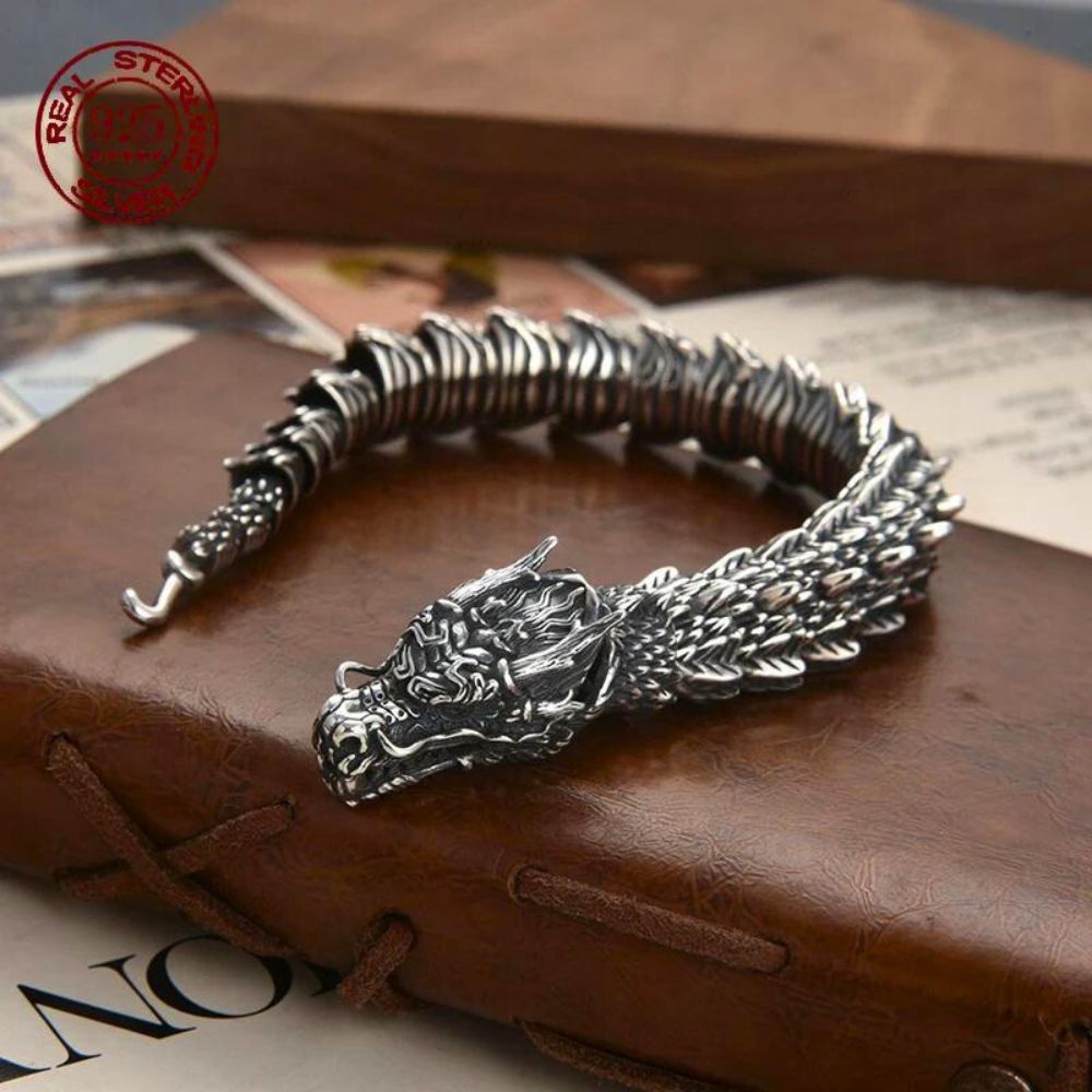 S925 Sterling Nidhogg Norse Dragon Bracelet
