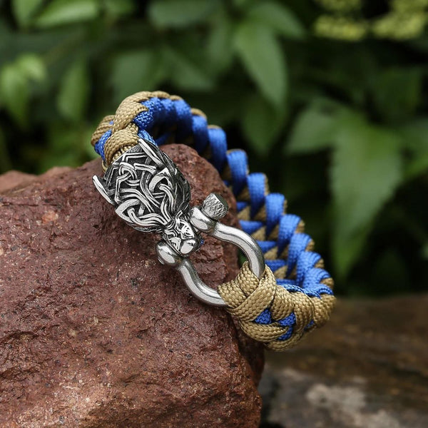 Fenrir-Inspired Paracord Viking Bracelet for Men