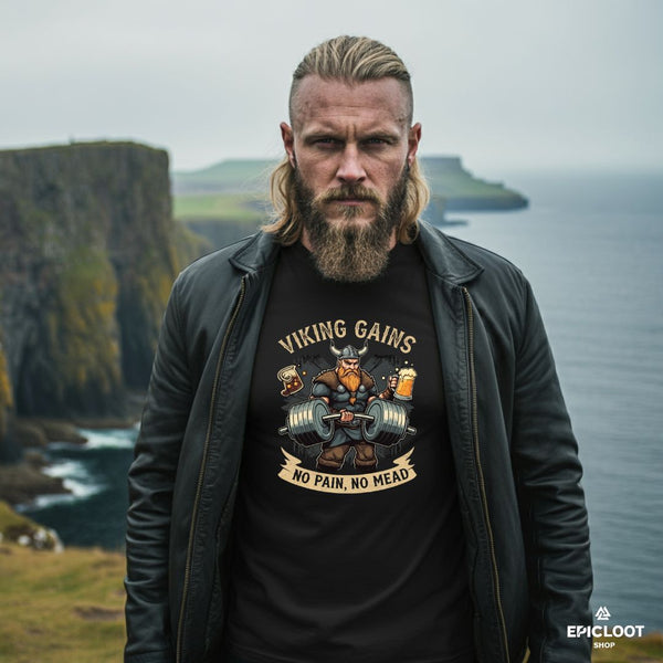 Viking Gains No pain, no mead - Viking Jewelry For Men - Side Profile | Epic Loot Shop