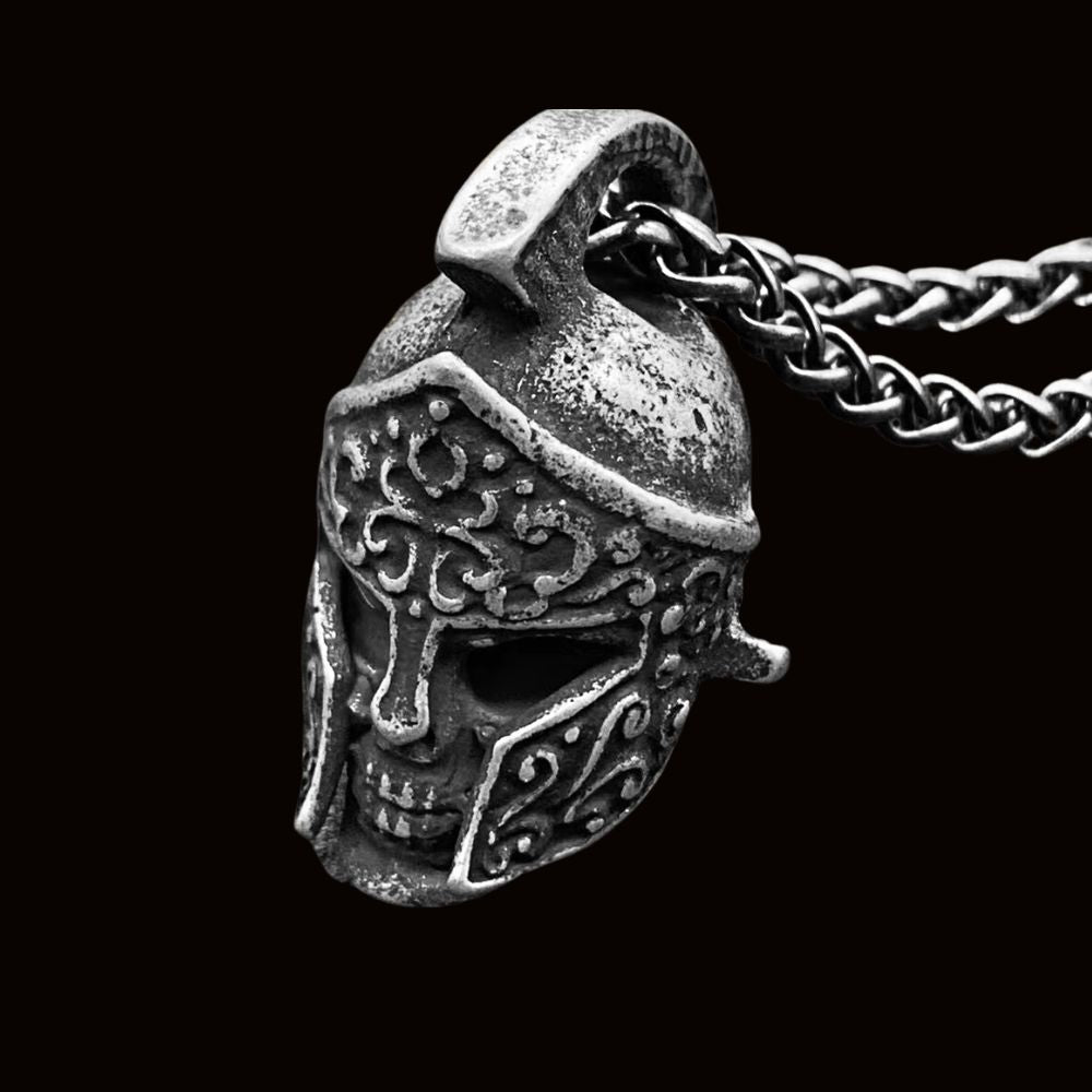Vintage Norse Spartan Warrior Helmet Pendant Necklace