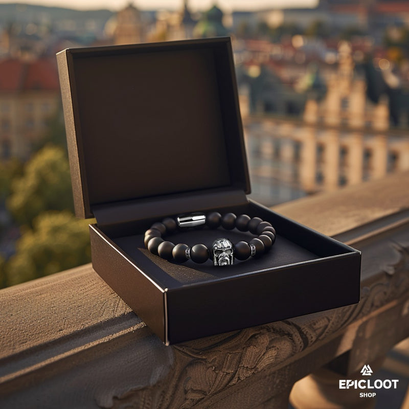 Odin's Valor: Natural Stone Viking Bracelet