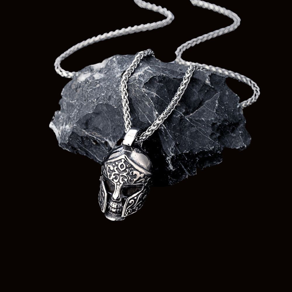 Vintage Norse Spartan Warrior Helmet Pendant Necklace