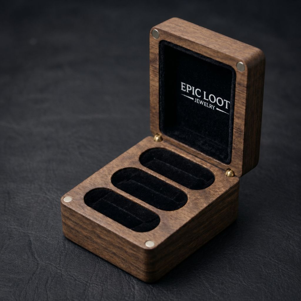 3 Slot Ring Wooden Box - Viking Jewelry Accessory | Epic Loot Shop