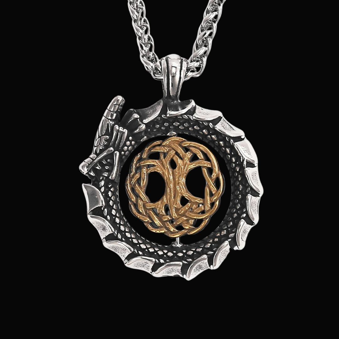 Jormungandr Surrounds Yggdrasil Rotating Pendant – Epic Loot