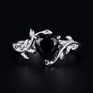 Dark Leaf Heart Ring