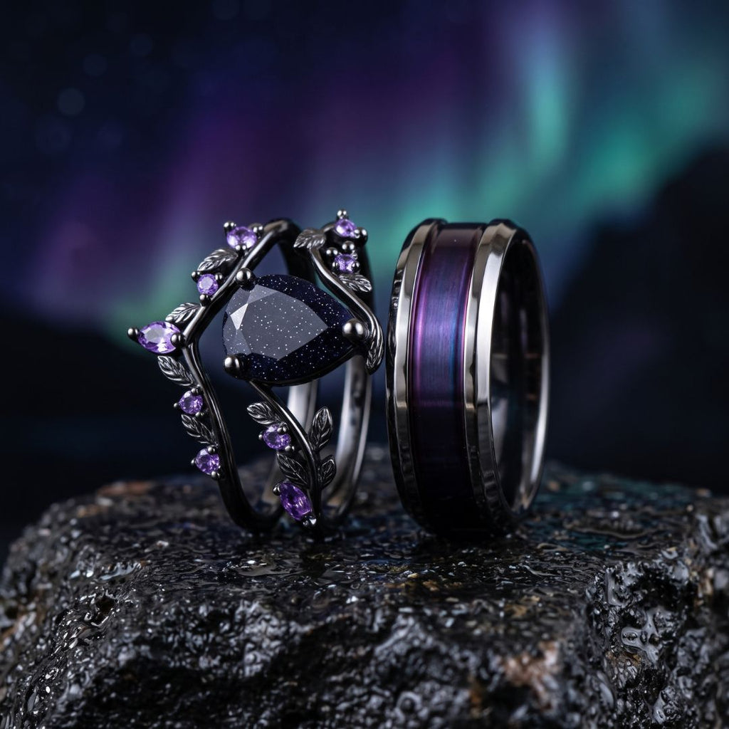 Midnight Vow Couples Rings