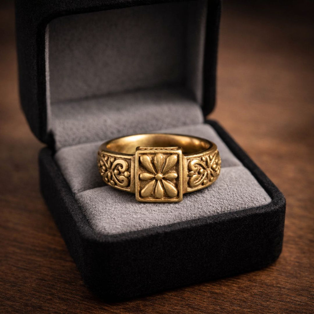 Golden Promise Ring - Norse Women's Ring - Side Profile | Epic Loot Shop