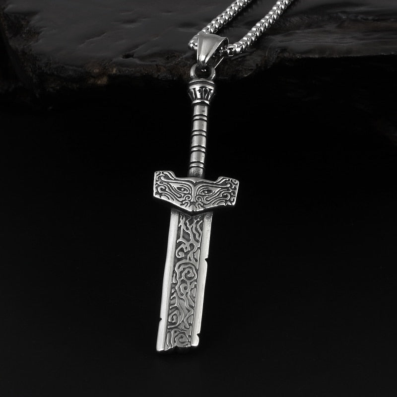Unique Broken Sword Pendant, Detailed Necklace Design