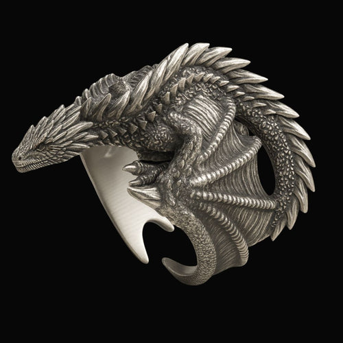 Nidhogg Dragon Ring - Viking Rings For Men - Side Profile | Epic Loot Shop