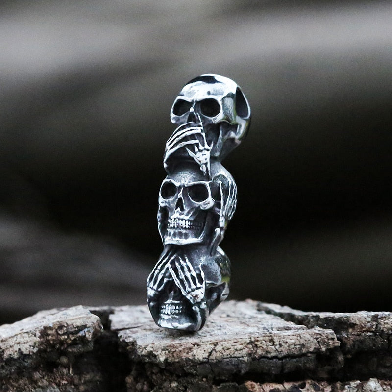 Triple Threat: The Triple Skull Stainless Necklace