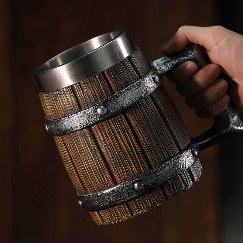 Viking wood style Beer mug