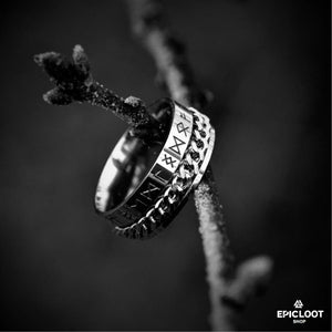 Silver Runic Rotating Ring