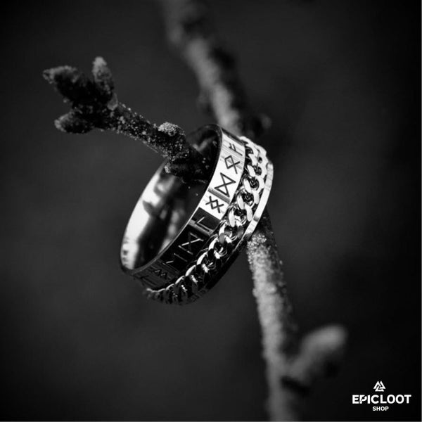 Silver Runic Rotating Ring