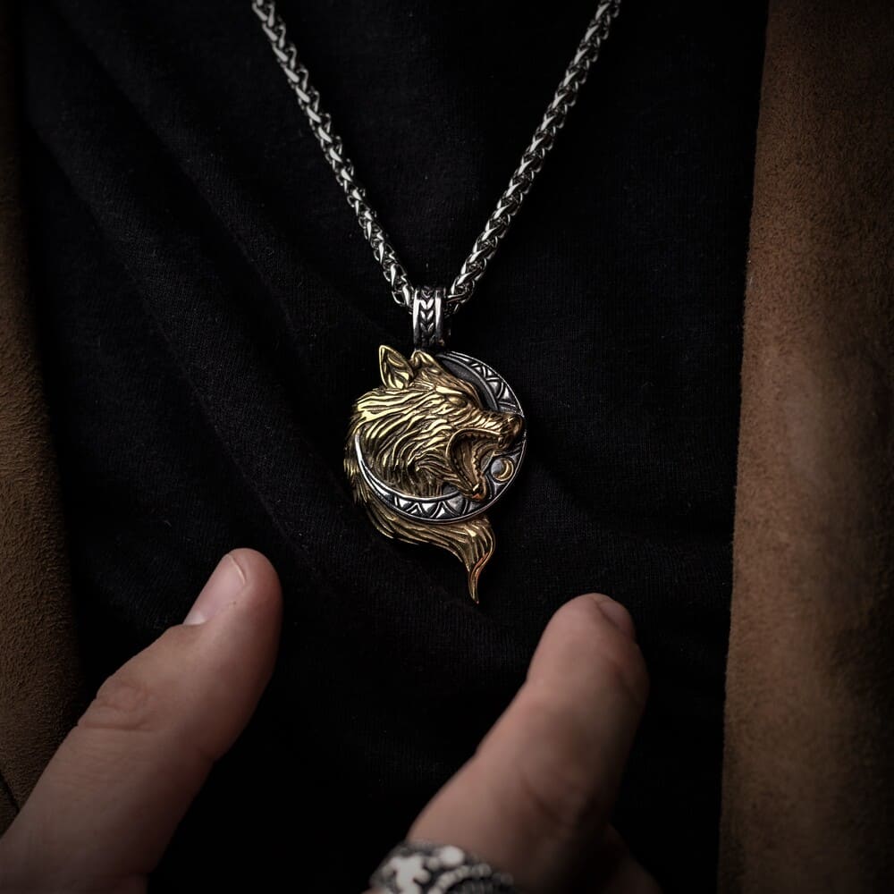 Hati Wolf Chases The Moon Necklace