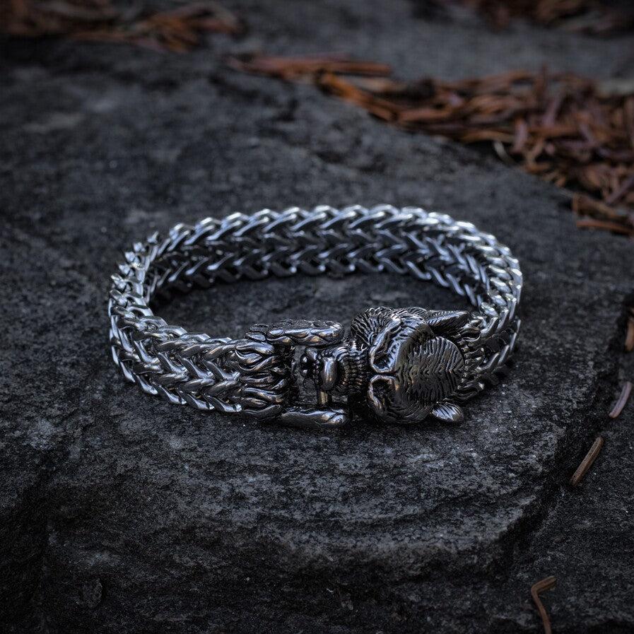 Fenrir Wolf Head Bracelet