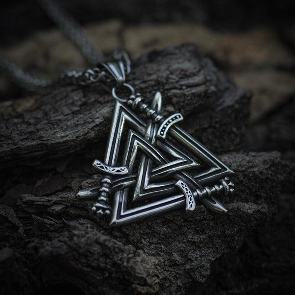 Valknut Sword Necklace - Viking Necklace - Alternative Angle | Epic Loot Shop