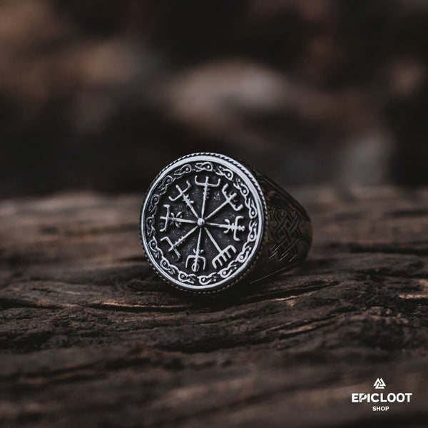 Norse Symbol Vegvisir Ring - Stainless Steel