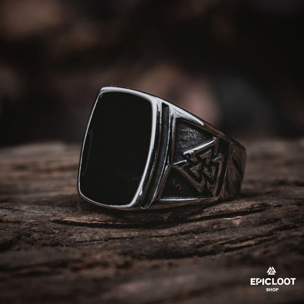 Stainless Steel Nordic Valknut Ring - Viking Ring - Detailed View | Epic Loot Shop