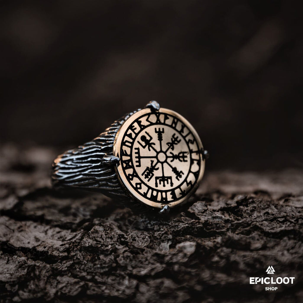 Norse Compass Ring with Antique Look