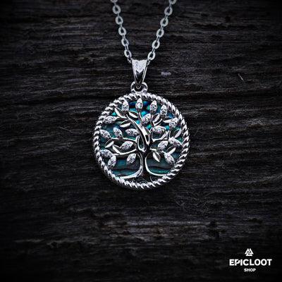 Yggdrasil blue stone 925 Silver Necklace