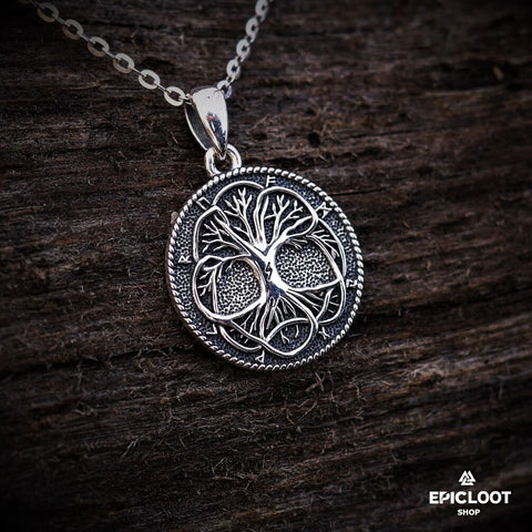 925 Silver Yggdrasil Runic Pendant Necklace