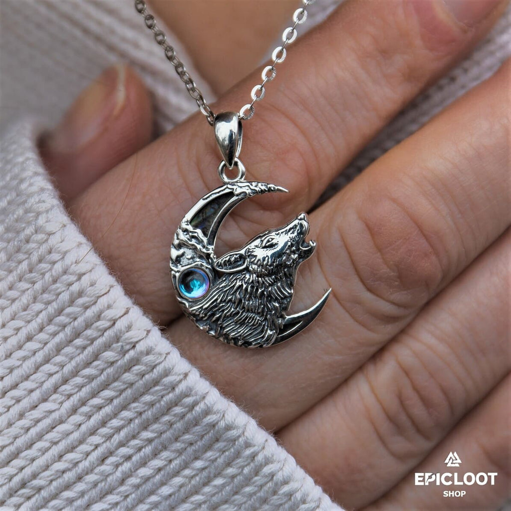 Moon Wolf 925 Silver Necklace