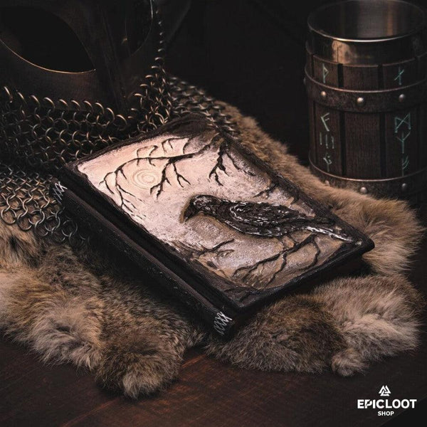 3D Raven Journal Book - Ručně malovaný