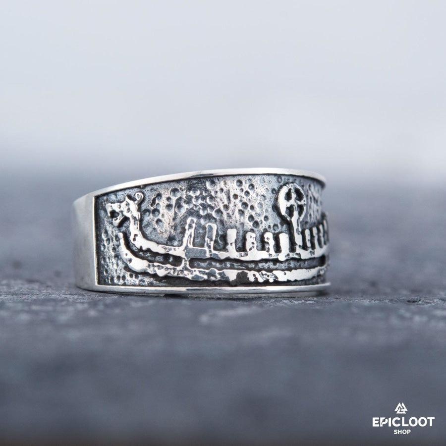 925 silver Drakkar Longship Ring