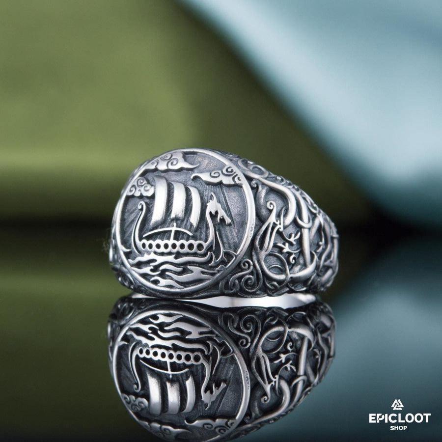 925 silver Drakkar Symbol Ring Urnes Style